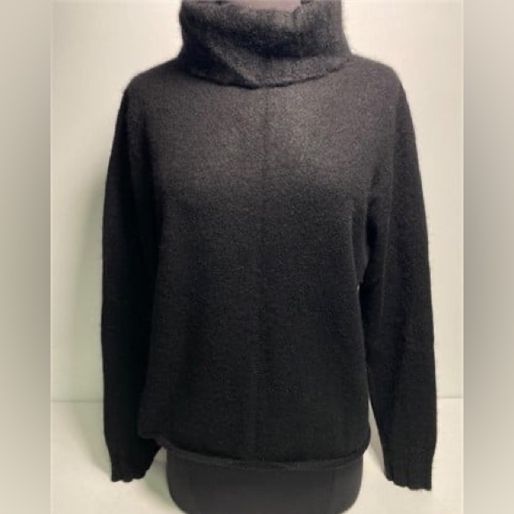 100% Cashmere Black Turtleneck / cowl-neck sweater - Picture 1 of 6